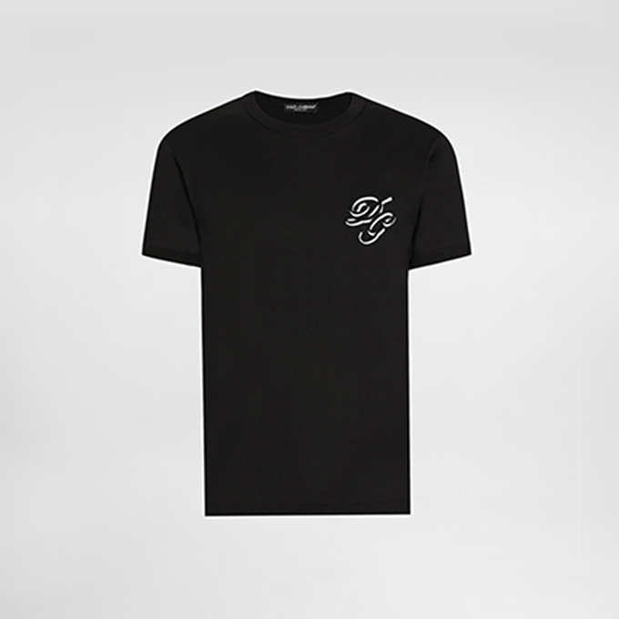 dolce & gabbana cursive dg logo embroidery cotton t-shirt